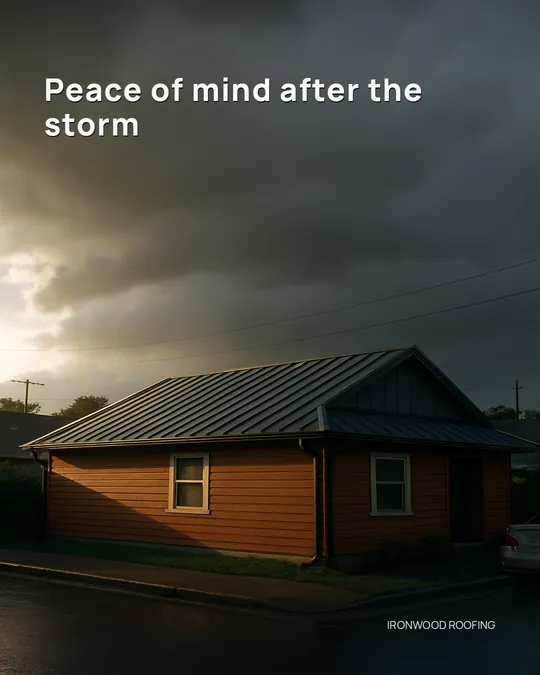 Storm light over a metal roof — a direction Create set aside
