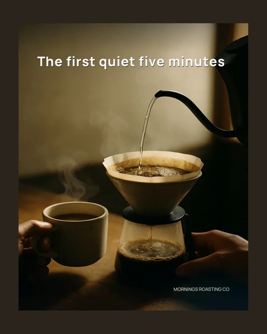 Pour-over coffee — Brand Brain and Create start from the business, not a blank caption